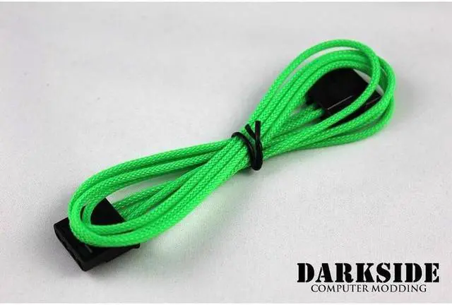 Alt view image 4 of 4 - Darkside 4-Pin MOLEX 12" (30cm) HSL Single Braid Extension Cable - Green UV (DS-0108)