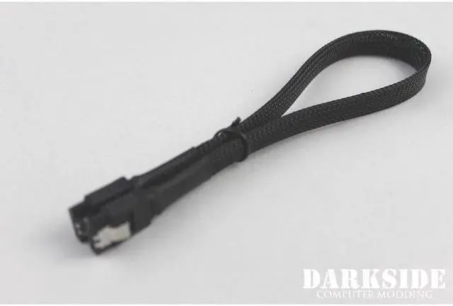 Alt view image 2 of 2 - Darkside 30cm (12") SATA 3.0 180° to 180° Data Cable with Latch - Jet Black (DS-0144)