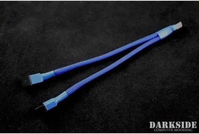 Alt view image 2 of 5 - Darkside 3-Pin Dual Fan Power Y-Cable Splitter - Dark Blue UV (DS-0440)
