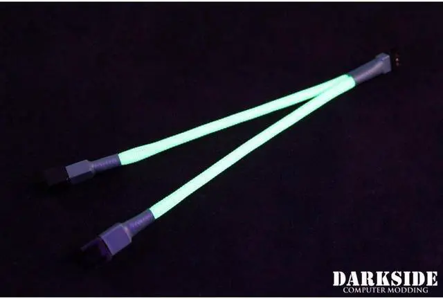 Alt view image 2 of 4 - Darkside 3-Pin Dual Fan Power Y-Cable Splitter - Green UV (DS-0441)