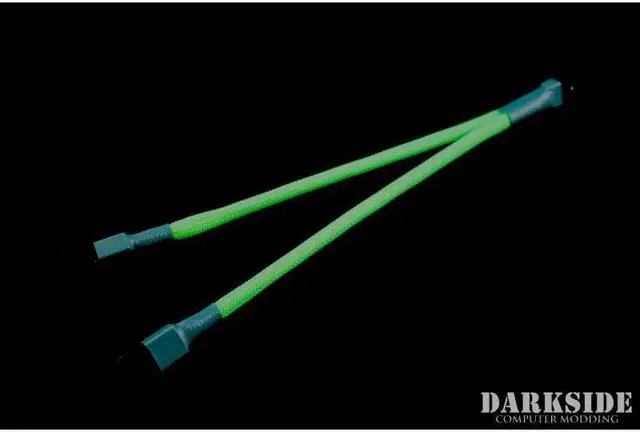 Alt view image 3 of 4 - Darkside 3-Pin Dual Fan Power Y-Cable Splitter - Green UV (DS-0441)