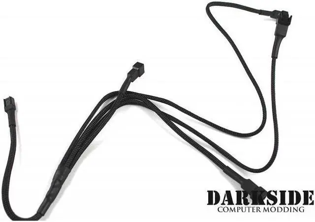 Alt view image 2 of 2 - Darkside 3-pin Quad Radiator Standard Fan Power Y-Cable Splitter - Jet Black (DS-0097)