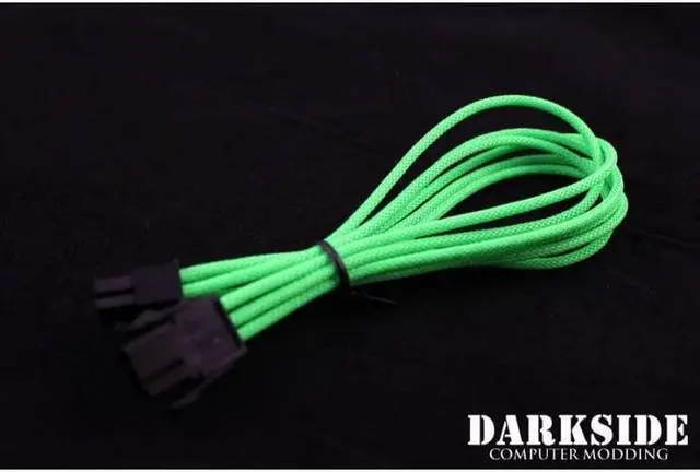 Alt view image 2 of 4 - Darkside 6-Pin PCI-E 12" (30cm) HSL Single Braid Extension Cable - Green UV (DS-0234)