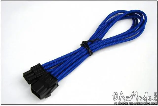 Alt view image 2 of 2 - Darkside 6-Pin PCI-E 12" (30cm) HSL Single Braid Extension Cable - Blue UV (DS-0233)
