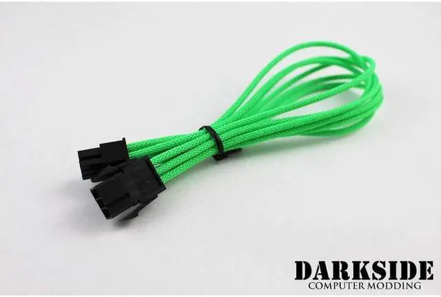 Alt view image 3 of 4 - Darkside 6-Pin PCI-E 12" (30cm) HSL Single Braid Extension Cable - Green UV (DS-0234)