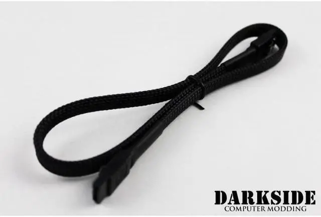 Alt view image 2 of 2 - Darkside 45cm (18") SATA 3.0 180° to 180° Data Cable with Latch - Jet Black (DS-0153)