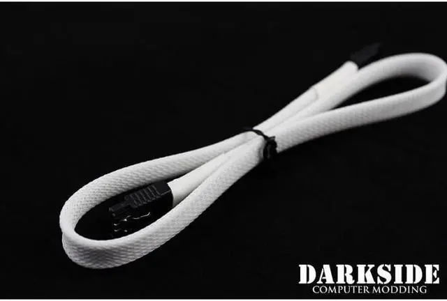 Alt view image 2 of 2 - Darkside 45cm (18") SATA 3.0 180° to 180° Data Cable with Latch - White (DS-0157)