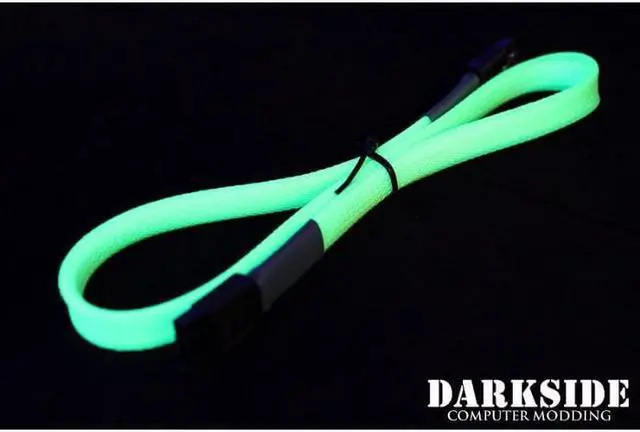Alt view image 3 of 4 - Darkside 45cm (18") SATA 3.0 180° to 180° Data Cable with Latch - Green UV (DS-0156)