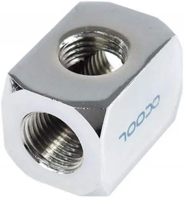 Alt view image 2 of 4 - Alphacool G1/4 Round TEE Connection Terminal - Chrome (17029)