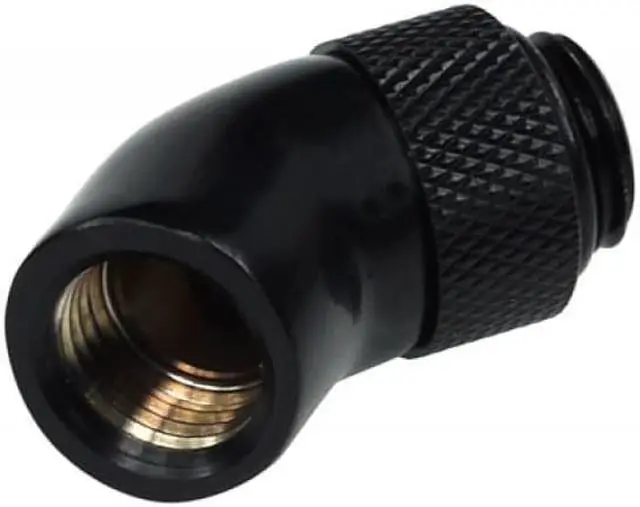 Alt view image 3 of 4 - Alphacool G1/4  Revolvable 45Â° Male to Female Angled Adaptor - Black (17051)