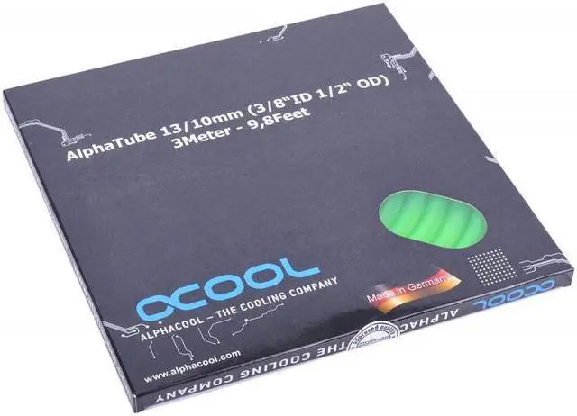 Alt view image 2 of 6 - Alphacool Alphatube HF Tubing 10mm ID, 13mm OD (3/8" ID, 1/2" OD), 3 meter, UV Green