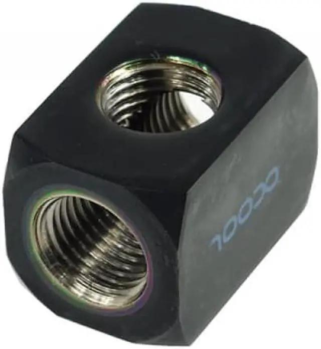 Alt view image 2 of 4 - Alphacool G1/4 Round TEE Connection Terminal - Black (17030)