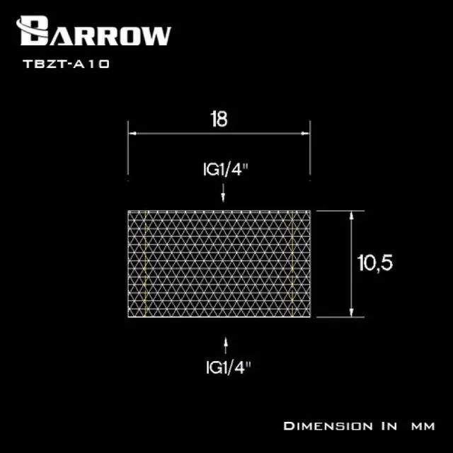 Alt view image 3 of 3 - Barrow G1/4" 10.5mm Female to Female Extension Fitting - Black (TBZT-A10)