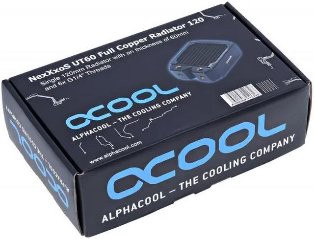 Alt view image 7 of 17 - Alphacool NexXxos UT60 Full Copper Radiator 120, 120mm x 1, Single Fan, Black