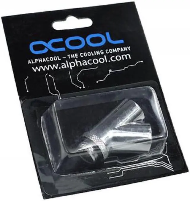 Alt view image 3 of 3 - Alphacool G1/4 Revolvable 45° Y-Connector - Chrome (17062)