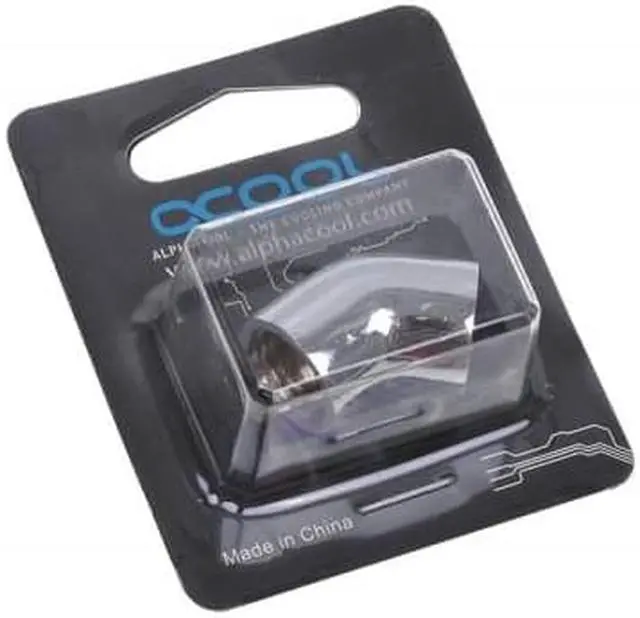 Alt view image 3 of 4 - Alphacool G1/4 Female to Female 45 Degree Adapter Fitting - Chrome (17190)