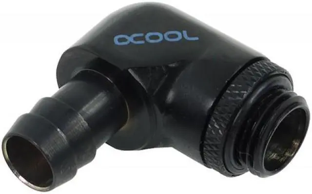 Main image of Alphacool G1/4 3/8" (10mm) 90Â° Revolvable Barbed Fitting with O-Ring - Black (17136)