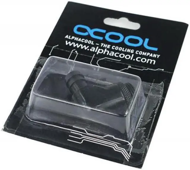 Alt view image 2 of 3 - Alphacool G1/4 3/8" (10mm) 90Â° Revolvable Barbed Fitting with O-Ring - Black (17136)