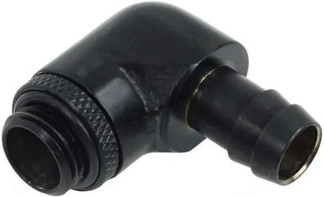 Alt view image 3 of 3 - Alphacool G1/4 3/8" (10mm) 90Â° Revolvable Barbed Fitting with O-Ring - Black (17136)