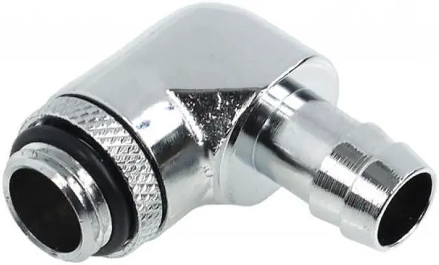Alt view image 3 of 4 - Alphacool G1/4 3/8" (10mm) 90° Revolvable Barbed Fitting with O-Ring - Chrome (17135)