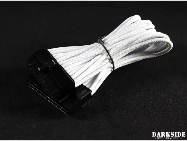 Alt view image 2 of 4 - Darkside 24-Pin ITX 7" (20cm) HSL Single Braid Extension Cable - White (DS-0634)