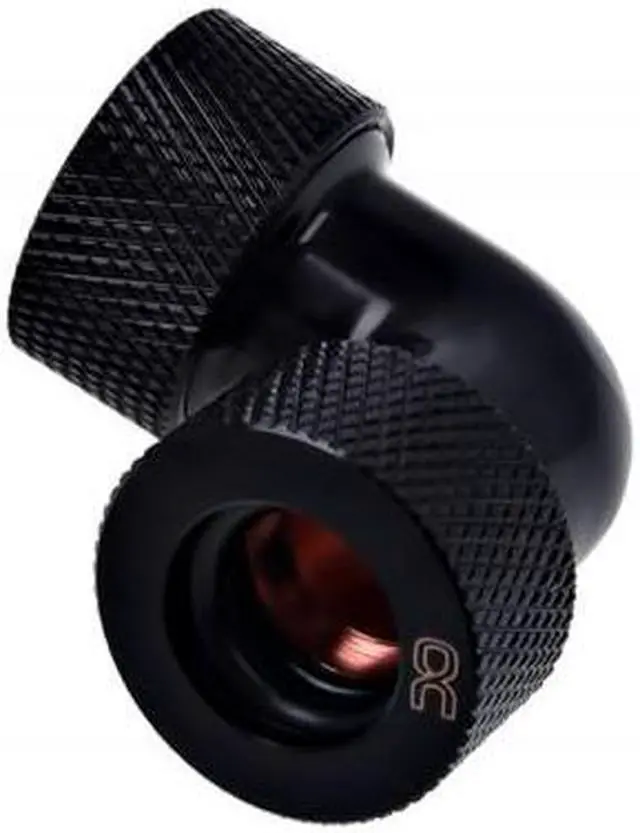 Alt view image 2 of 3 - Alphacool HT 13mm HardTube Compression Fitting 90° Elbow for Acrylic, Brass, Borosilicate or Carbon Tubes- Knurled - Deep Black (17296)