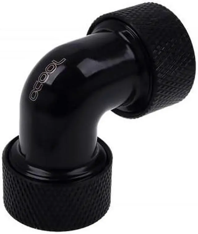 Alt view image 3 of 3 - Alphacool HT 13mm HardTube Compression Fitting 90° Elbow for Acrylic, Brass, Borosilicate or Carbon Tubes- Knurled - Deep Black (17296)