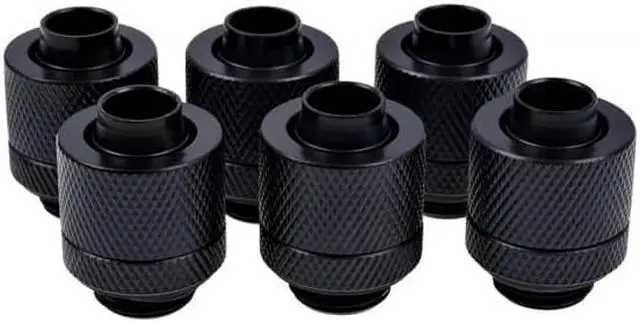 Alt view image 4 of 7 - Alphacool Eiszapfen 3/8" ID x 1/2" OD G1/4 Compression Fitting - Black Sixpack (17228)