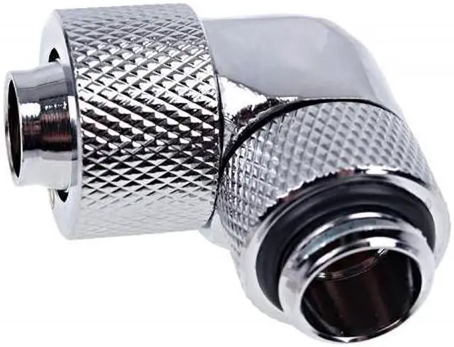 Alt view image 2 of 3 - Alphacool Eiszapfen 3/8" ID x 1/2" OD G1/4 90° Rotatable Compression Fitting - Chrome (17231)