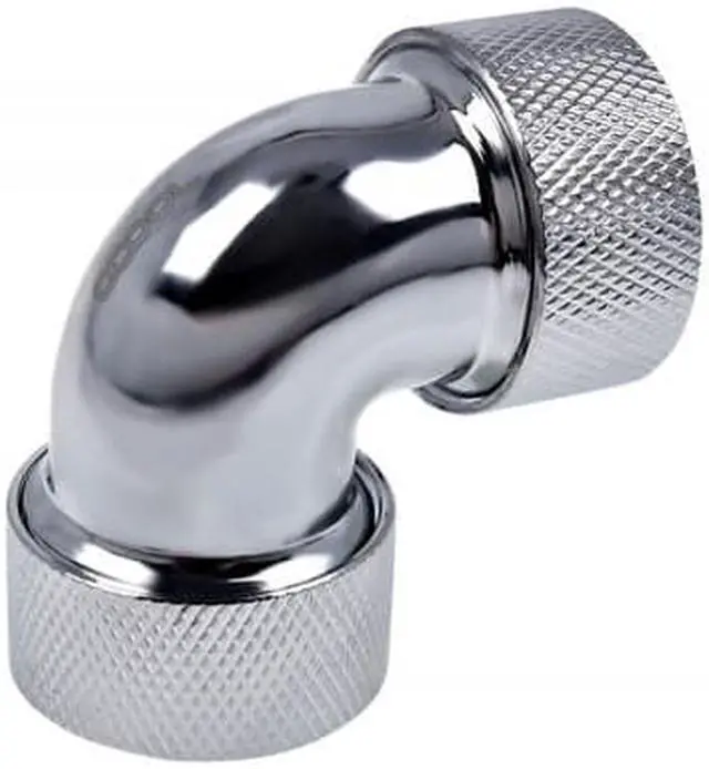 Alt view image 3 of 3 - Alphacool HT 16mm HardTube Compression Fitting 90Â° Elbow for Acrylic, Brass, Borosilicate or Carbon Tubes- Knurled - Chrome (17297)