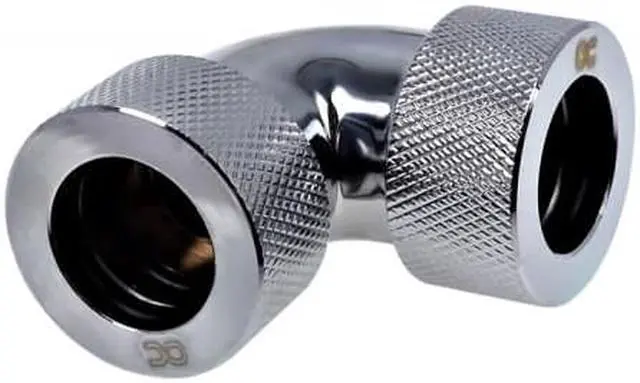 Alt view image 2 of 3 - Alphacool HT 16mm HardTube Compression Fitting 90Â° Elbow for Acrylic, Brass, Borosilicate or Carbon Tubes- Knurled - Chrome (17297)