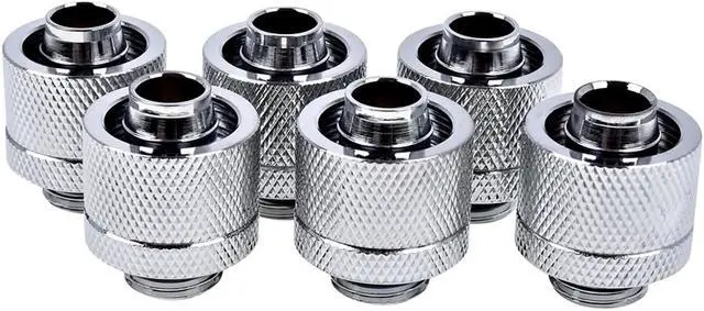 Alt view image 4 of 4 - Alphacool Eiszapfen 3/8" ID x 5/8" OD G1/4 Compression Fitting - Chrome Sixpack (17235)