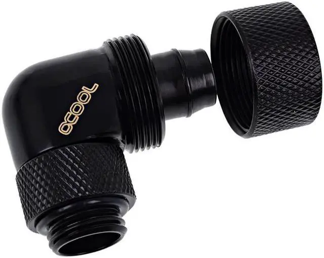 Alt view image 2 of 6 - Alphacool Eiszapfen 3/8" ID x 5/8" OD G1/4 90° Rotatable Compression Fitting - Black (17236)