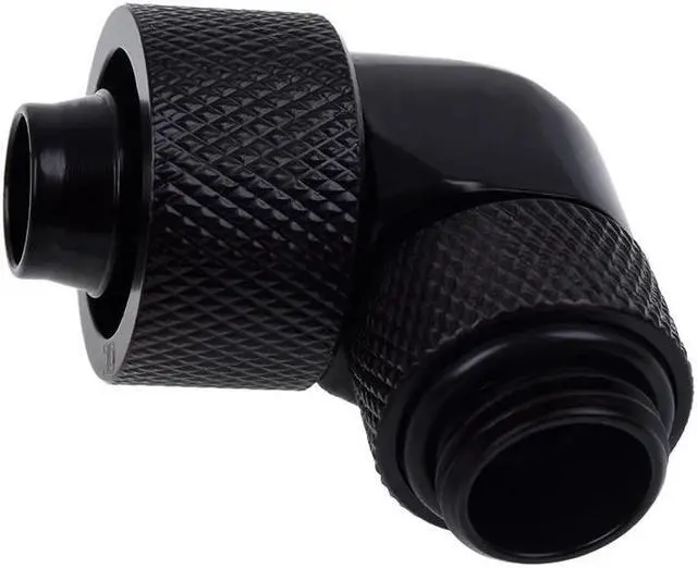 Main image of Alphacool Eiszapfen 3/8" ID x 5/8" OD G1/4 90° Rotatable Compression Fitting - Black (17236)