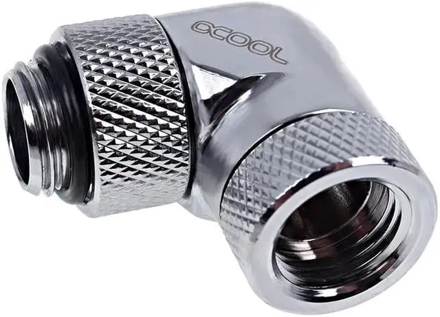 Alt view image 3 of 3 - Alphacool Eiszapfen G1/4" 90Â° Dual Rotary Male to Female L-Connector - Chrome (17261)