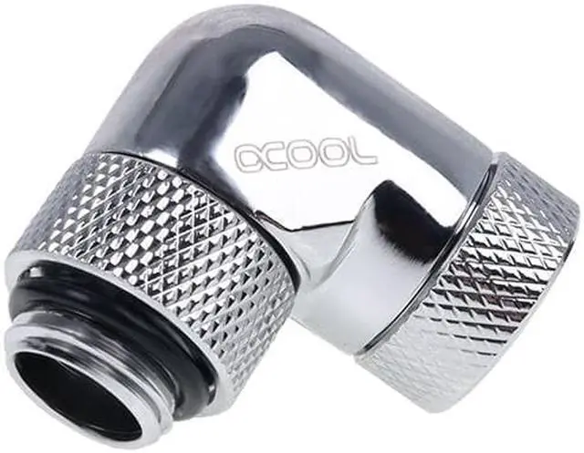 Alt view image 2 of 3 - Alphacool Eiszapfen G1/4" 90Â° Dual Rotary Male to Female L-Connector - Chrome (17261)