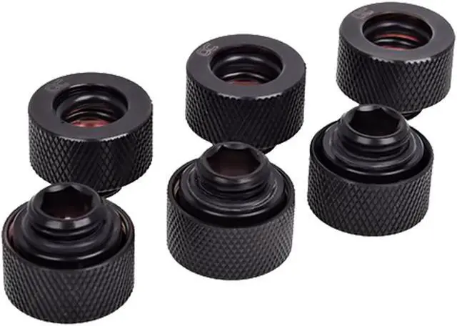 Alt view image 3 of 3 - Alphacool HT 13mm HardTube Compression Fitting G1/4 for Plexi or Brass Tubes - Knurled - Deep Black - Six Pack (17383)