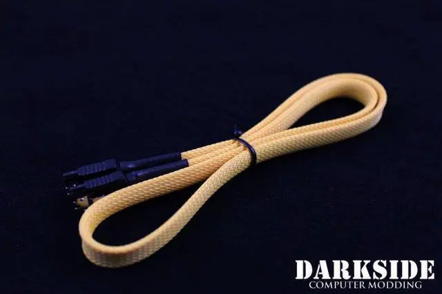 Main image of Darkside 60cm (24") SATA 3.0 180° to 180° Data Cable with Latch - Yellow Sand (DS-0171)