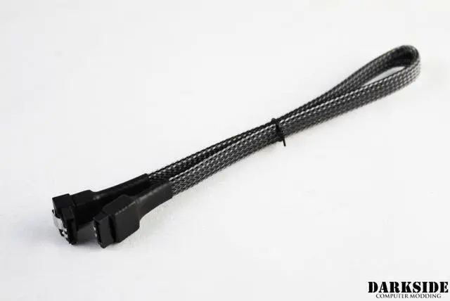 Main image of Darkside 30cm (12") SATA 3.0 180° to 90°  Data Cable with Latch - Graphite Metallic (DS-0555)