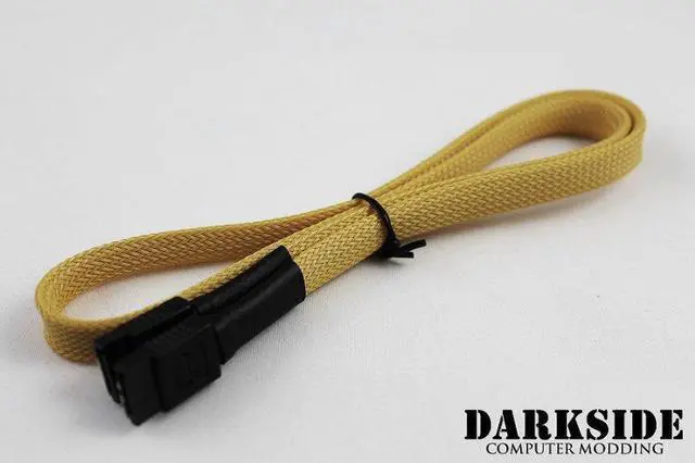 Alt view image 2 of 2 - Darkside 60cm (24") SATA 3.0 180° to 180° Data Cable with Latch - Yellow Sand (DS-0171)