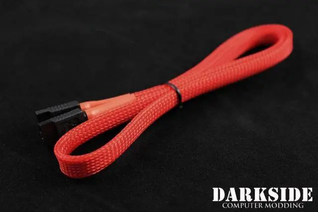 Main image of Darkside 60cm (24") SATA 3.0 180° to 180° Data Cable with Latch - UV Red (DS-0164)