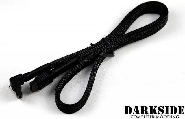 Main image of Darkside 60cm (24") SATA 3.0 180° to 90° Data Cable with Latch - Black (DS-0089)