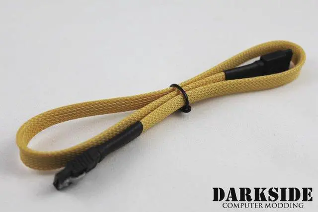 Alt view image 2 of 2 - Darkside 45cm (18") SATA 3.0 180° to 180° Data Cable with Latch - Yellow Sand (DS-0161)