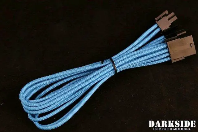 Main image of Darkside 4+4 EPS 12" (30cm) HSL Single Braid Extension Cable - Aqua Blue UV (DS-0696)