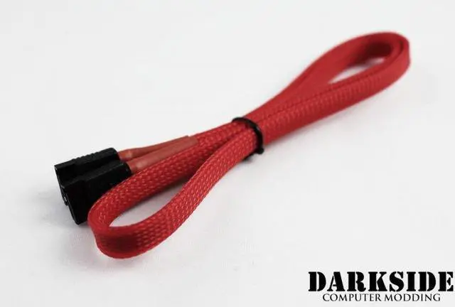 Alt view image 2 of 2 - Darkside 60cm (24") SATA 3.0 180° to 180° Data Cable with Latch - UV Red (DS-0164)