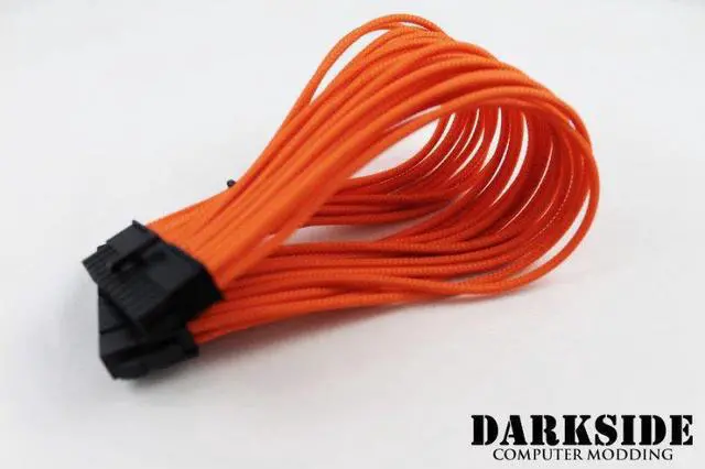 Main image of Darkside 24-Pin ATX 12" (30cm) HSL Single Braid Extension Cable - Orange UV (DS-0240)