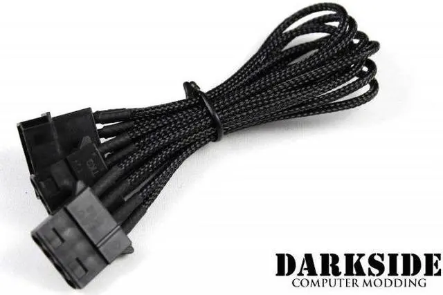 Main image of Darkside MOLEX 4-Pin to 2x 4-Pin Single Sleeved Y-Cable - Jet Black (DS-0102)