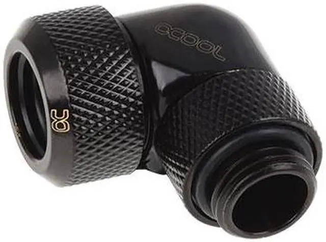Main image of Alphacool Eiszapfen 13mm HardTube Compression Fitting 90° Rotatable G1/4 - Knurled - Deep Black (17393)