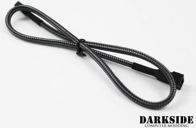 Alt view image 2 of 2 - Darkside 3-Pin 50cm (19.5") M/F Fan Sleeved Cable - Graphite Metallic (DS-0249)