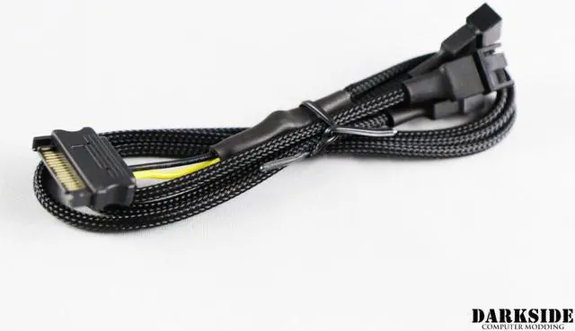 Alt view image 2 of 4 - Darkside Three-Way 4-Pin/3-Pin Fan Slitter Cable With SATA Power (DS-0931)